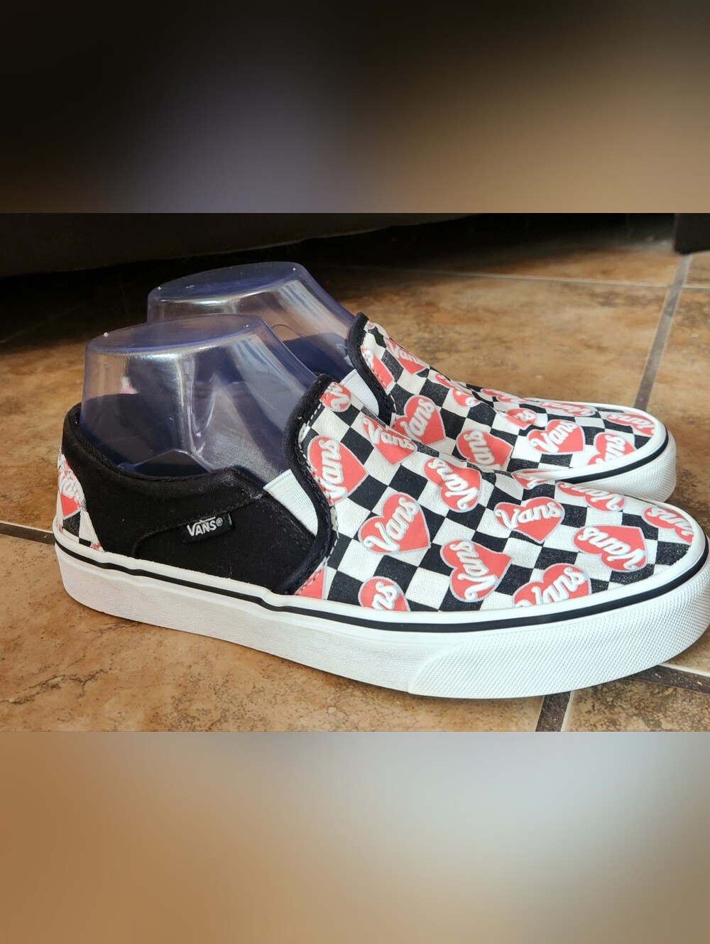 Van's Women's Slip On Checker Board w/hearts Sneakers